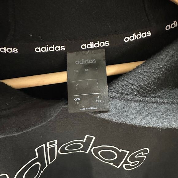 Vintage Adidas Black and White Striped Hoodie- Black Men's Size Large - Picture 3 of 4